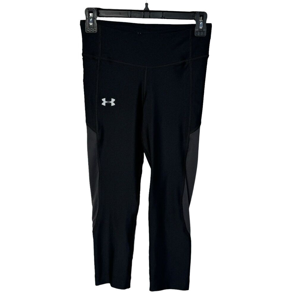 Under Armour Small Compression Capris Leggings Heat Gear Mesh Insert Black Women